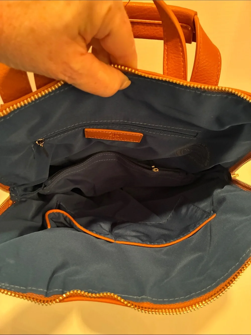 Expressions NYC Cognac Leather Backpack with Gold Hardware